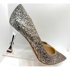NIB Marc Fisher HEADY Special Occasion Prom Heels Silver Gold Glitter Shoes 10 M